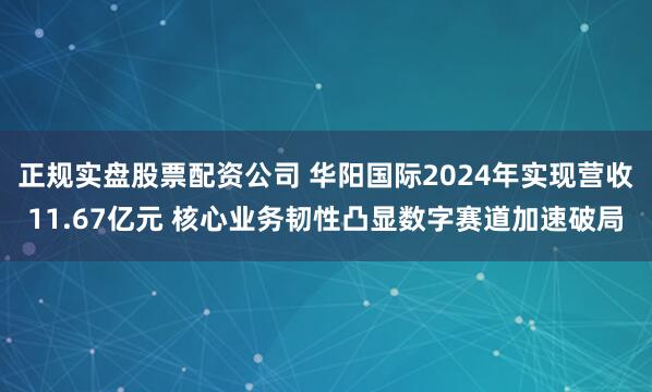 正规实盘股票配资公司 华阳国际2024年实现营收11.67亿元 核心业务韧性凸显数字赛道加速破局